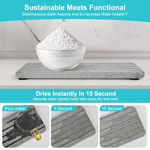 4-Piece Diatomaceous Earth Drying Tray Set - Instant Water Absorbing Mat