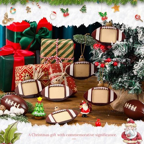 Football Wooden Photo Ornament Set - Christmas Tree Decorations, 12 Pieces