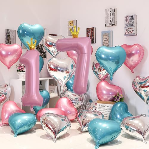 40 Inch Baby Pink Crown Number 27 Balloon Set for Celebrations