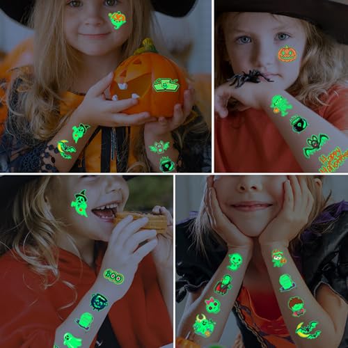 Halloween Glow in the Dark Temporary Tattoos for Kids 20 Pack