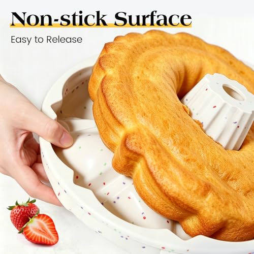 Vinino 9.5 Inch Fluted Tube Cake Pan with Metal Frame - Classic Regular
