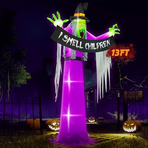 13FT Halloween Inflatable Witch Yard Decor - Large Scary Blow Up with Lights - Variation of THIS listing