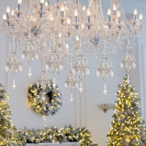Sliver Crystal Chandelier Ornaments Set - Christmas Tree Decorations, 4 Pieces