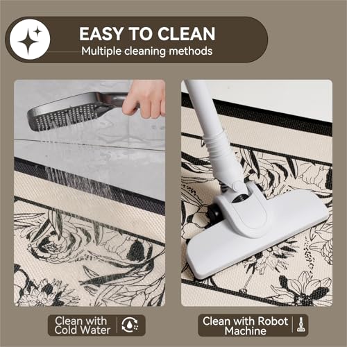 YDKGL Black Flower Bathroom Bath Mat Non Slip 16x24 Inches - Thin & Quick Dry