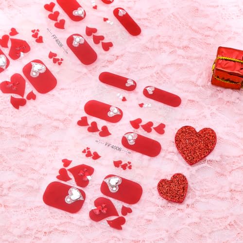 Valentine's Day Nail Stickers 3D Self-Adhesive Letter & Heart Decals 8 Sheets