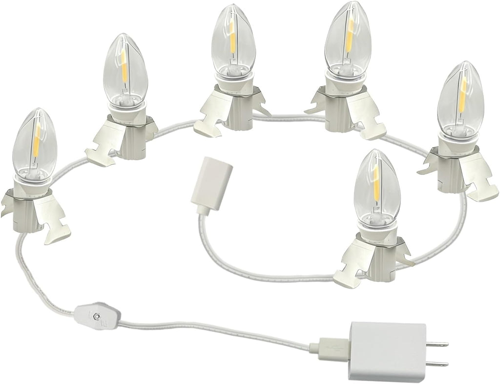 USB 5V LED Light Accessory Set by Department 56 - 6 Lights for Halloween & Christmas Decor | 9.8ft White Cord