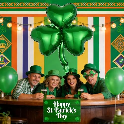 St. Patrick's Day Gold Letter Balloons & Irish Party Decoration Set