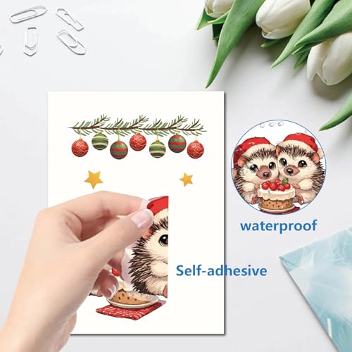 CRASPIRE Christmas Hedgehog Window Stickers Double-Sided Glass Decals