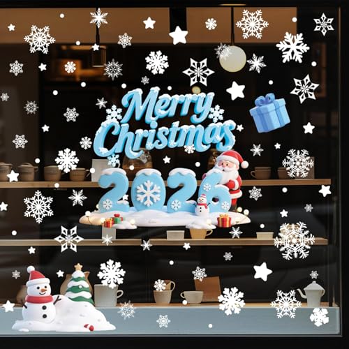 93 Pcs Double-Sided Christmas Window Clings - Reusable Holiday Stickers
