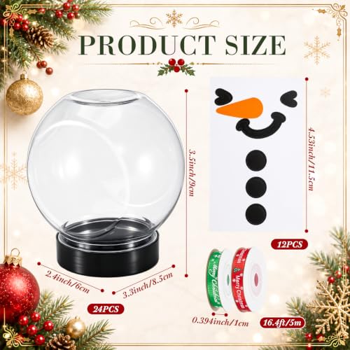 Christmas Snowman Candy Jars Set of 24 with Two Color Ribbons