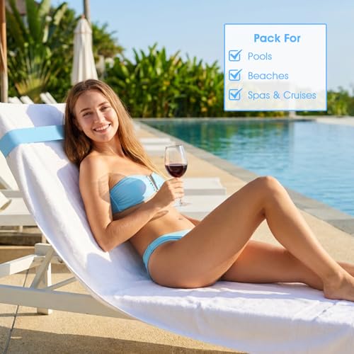 Elastic Beach Towel Bands - 6 Pack Windproof Clips for Loungers