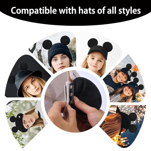 ZIYIZE Black Magnetic Mouse Ears for Hats - Clip-On Accessory