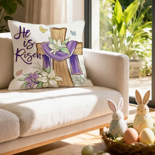 Easter Christian Decorative Throw Pillow Cover 16x16 Inches - Home Decor Accent
