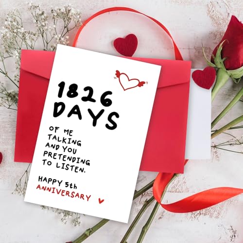 Cute 5 Year Anniversary Card for Him/Her - Romantic Gift
