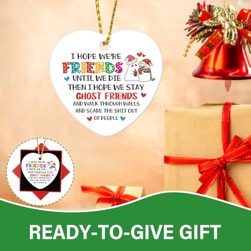 Ceramic Friendship Christmas Ornament for Besties - 3" x 3.1"