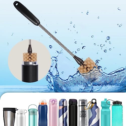 7-Piece Stainless Steel Bottle Brush Set - Long Handle Cleaning Tools, Brown