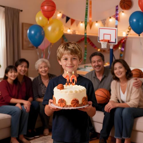 Number 10 Basketball Birthday Candle - Sports Theme Cake Topper