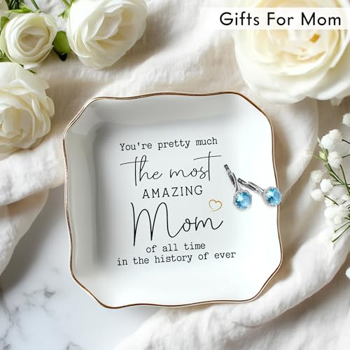 Ceramic Jewelry Tray Ring Dish for Mom - Birthday & Holiday Gift