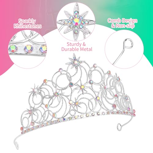 Yariew Crystal Witch Crown Tiara Silver Rhinestone Princess Headband for Halloween Wedding Prom