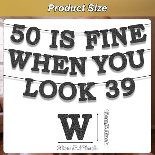 50th Birthday Banner - Pre-Assembled Glitter Wall Decor