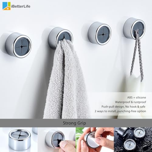 ZEZHOU Adhesive Kitchen Towel Hooks - Matte Black 4 Pack, Easy Install, Durable & Kid-Friendly