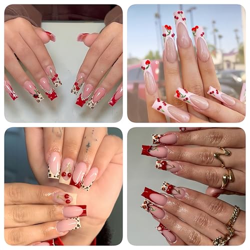 Quezadyl 120PCS 3D Cherry Nail Charms Resin Fruit Nail Gems for DIY Art