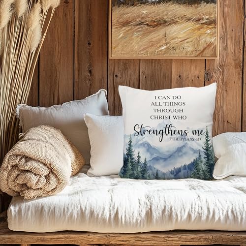 18x18 Christian Quote Decorative Throw Pillow Cover - I Can Do All Things
