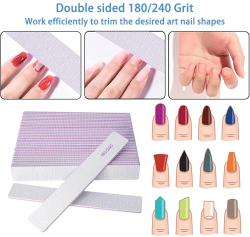 GigaGround 12-Pack Professional 180/240 Grit Double-Sided Emery Board Nail Files