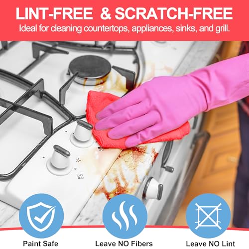 HOMERHYME Microfiber Cleaning Cloths, 12 Pack Multicolor Lint-Free Rags