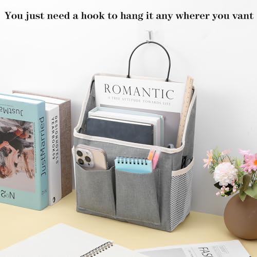Wall Hanging Storage Basket with Pockets, Cotton-Linen Organizer