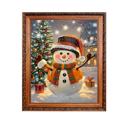 Christmas Snowman Wall Art Print 8x10 Festive Winter Holiday Decor