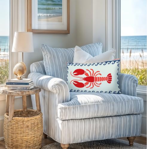 Coastal Lobster 12x20 Pillow Cover - Nautical Beach House Decor