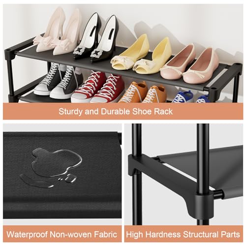 32.3" Stackable Shoe Rack Organizer for 16 Pairs – Non-Woven 3 Tier