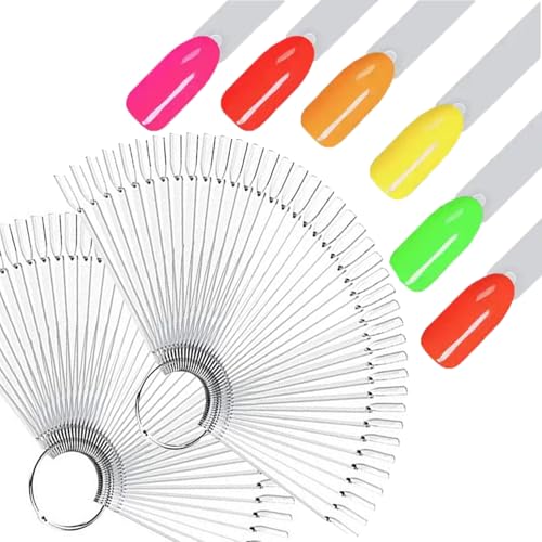 Clear Nail Swatch Sticks 100 Pcs Fan-Shaped Polish Display with Ring