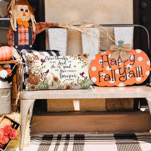 Fall Pumpkin Lumbar Pillow Cover 12x20" - Give Thanks to The Lord