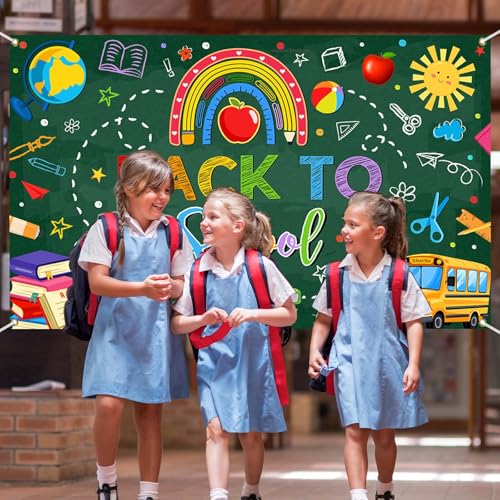 Back to School Photo Backdrop Banner - 6x3.6ft Decorations