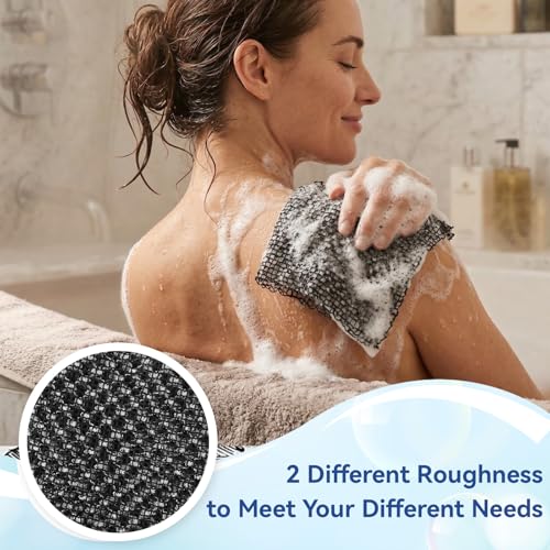 Japanese Exfoliating Shower Towel 2-Pack, 40 Inch Extra Long Body Scrubber