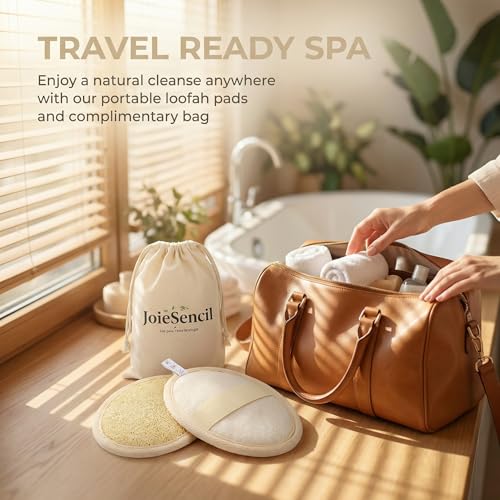 Natural Loofah Sponge Scrubber 2-Pack Eco-Friendly Travel Exfoliating Bath Pad