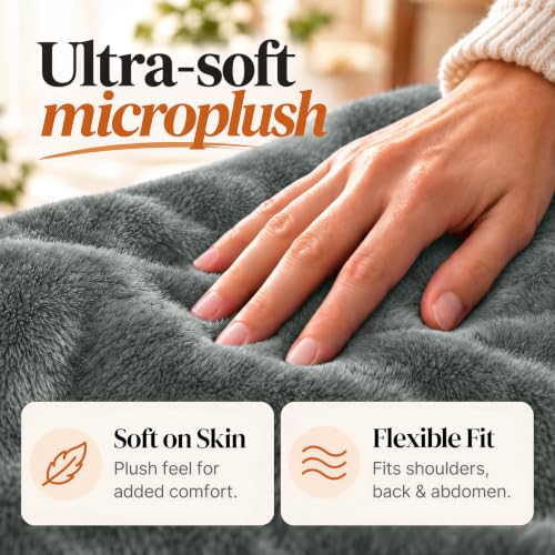 Chinchilla Gray Heating Pad Throw for Back & Body, 12x24 inches, Microplush
