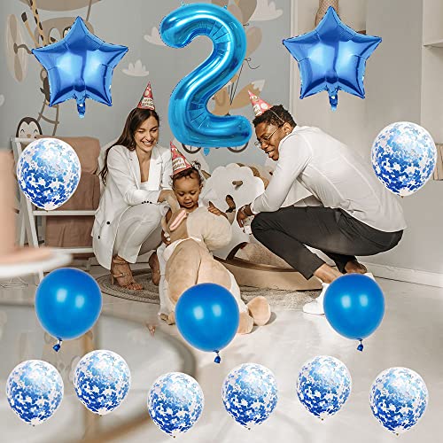 60th Birthday Balloon Decorations Set - 40 Inch Blue Number 60
