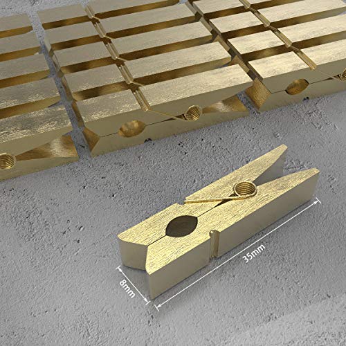 50pcs Mini Gold Wooden Clothespins 3.5cm with Jute Twine for Photo Display