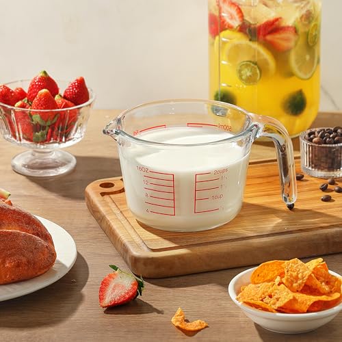 16 oz Glass Measuring Cup for Cooking & Baking - Heatproof Borosilicate