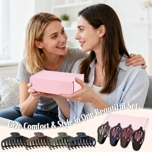 GIRLOLIIAR Flat Hair Claw Clips 8 Pack Neutral Matte Large Hair Jaw Clips