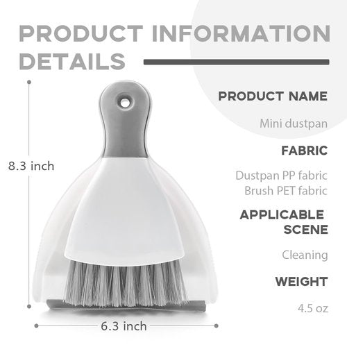 Dust pan Broom Brush Dustpan - Dustpan and Brush Set,Mini dust Pans with Brush,Dust Pan and Brush Set for Table, Key Board, Cat, Dog and Other Pets, Dust Pan Brush Nesting Tiny Cleaning Broom（Gray）