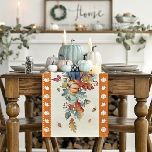 Artoid Mode 13x60 Inch Fall Table Runner Orange Polyester Home Decor