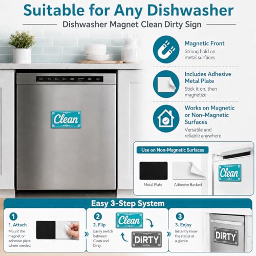 Magnetic Clean Dirty Dishwasher Magnet Sign | Kitchen Organizer