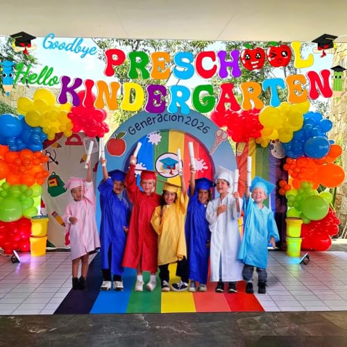 Preschool Graduation Banner Goodbye Preschool Hello Kindergarten Party Decor