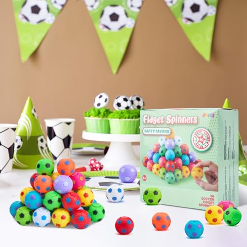 JOYIN 36 Pack Soccer Fidget Spinners - Stress Relief Toys for Kids