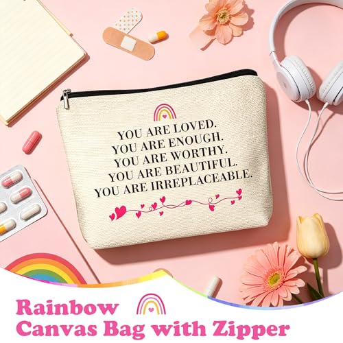 NIUBEHOHO Inspirational Canvas Makeup Bag Motivational Quote Toiletry Pouch