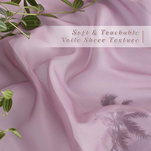 NICETOWN Purple Sheer Curtains 63 Inch - Grommet Top Voile Drapes